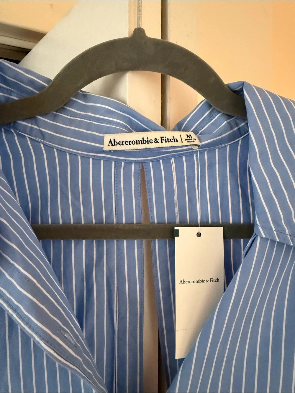 Abercrombie & Fitch Open Back Blue/White Pinstripe Women’s Button-up Shirt